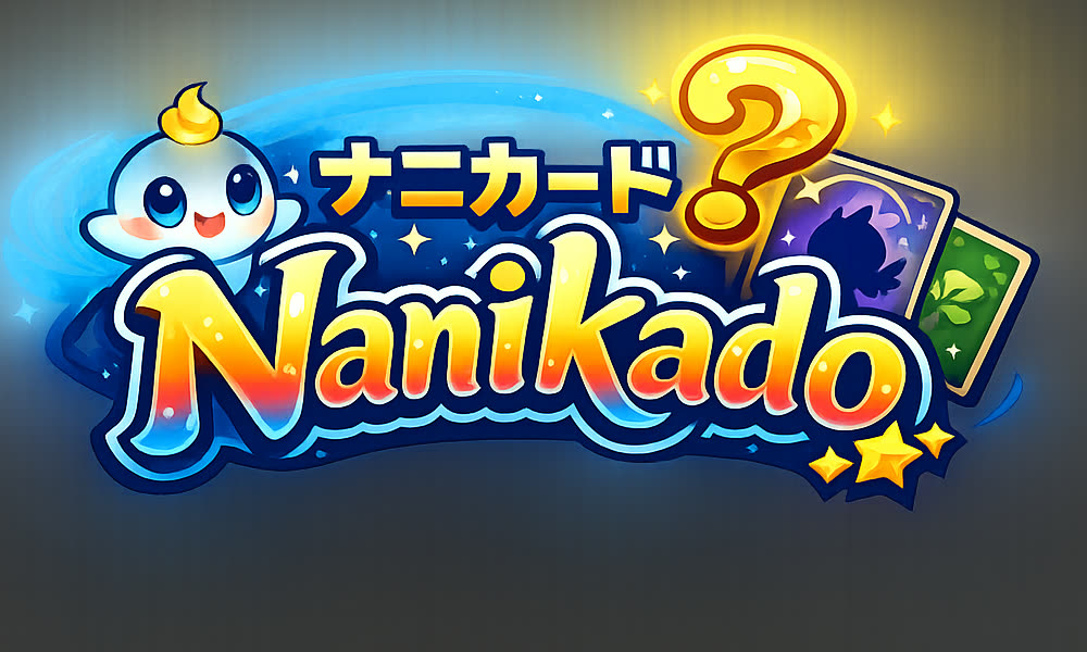Nanikado &ndash; Logo mit dem Kartengeist und Sammelkarten